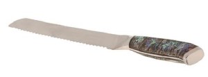 Picture of Challah Knife Steel Serrated Blade Artsy Shell Design Handle Multicolor 14"